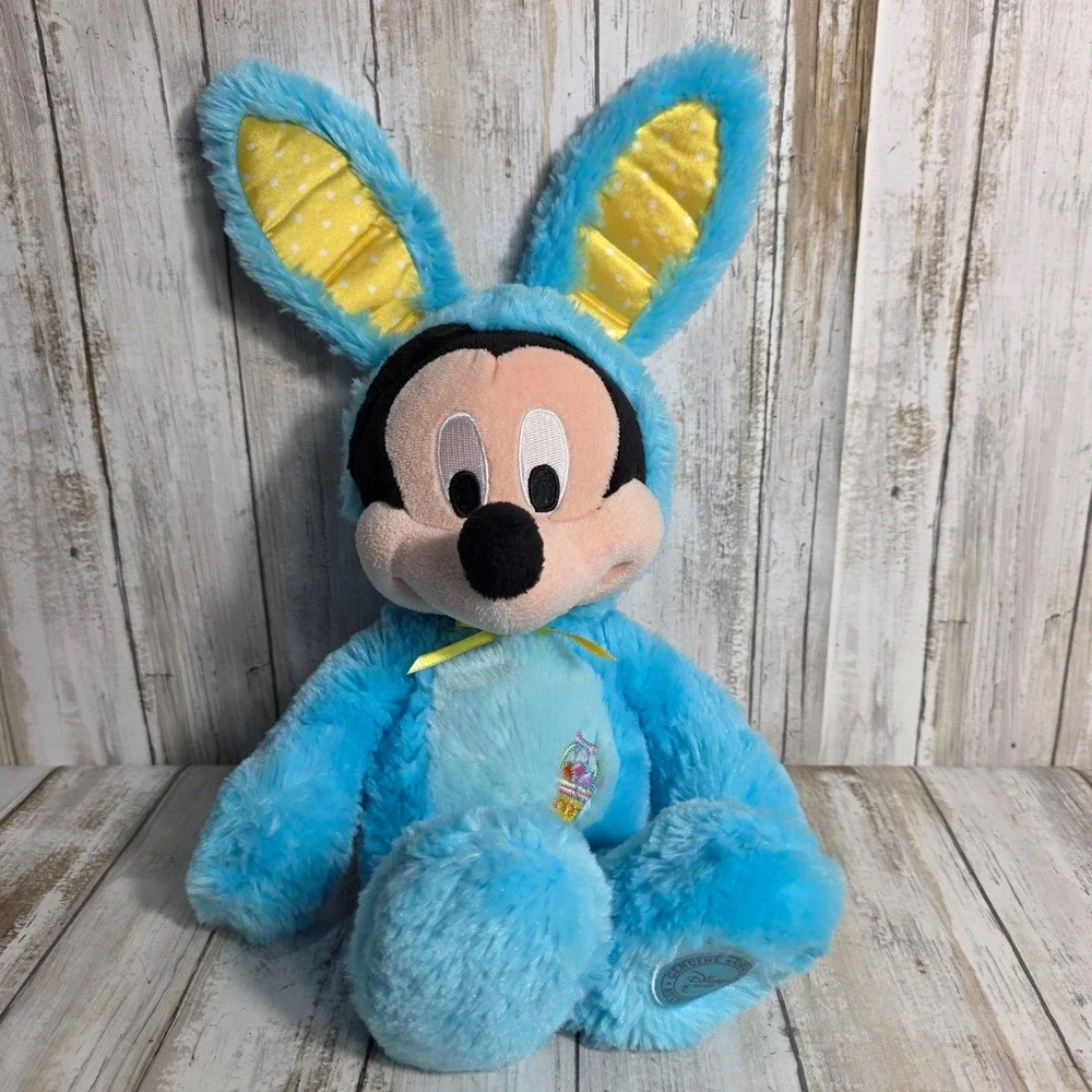 Disney Store Mickey Mouse Blue Easter Bunny Costume Plush 18 Inch Posable Ears